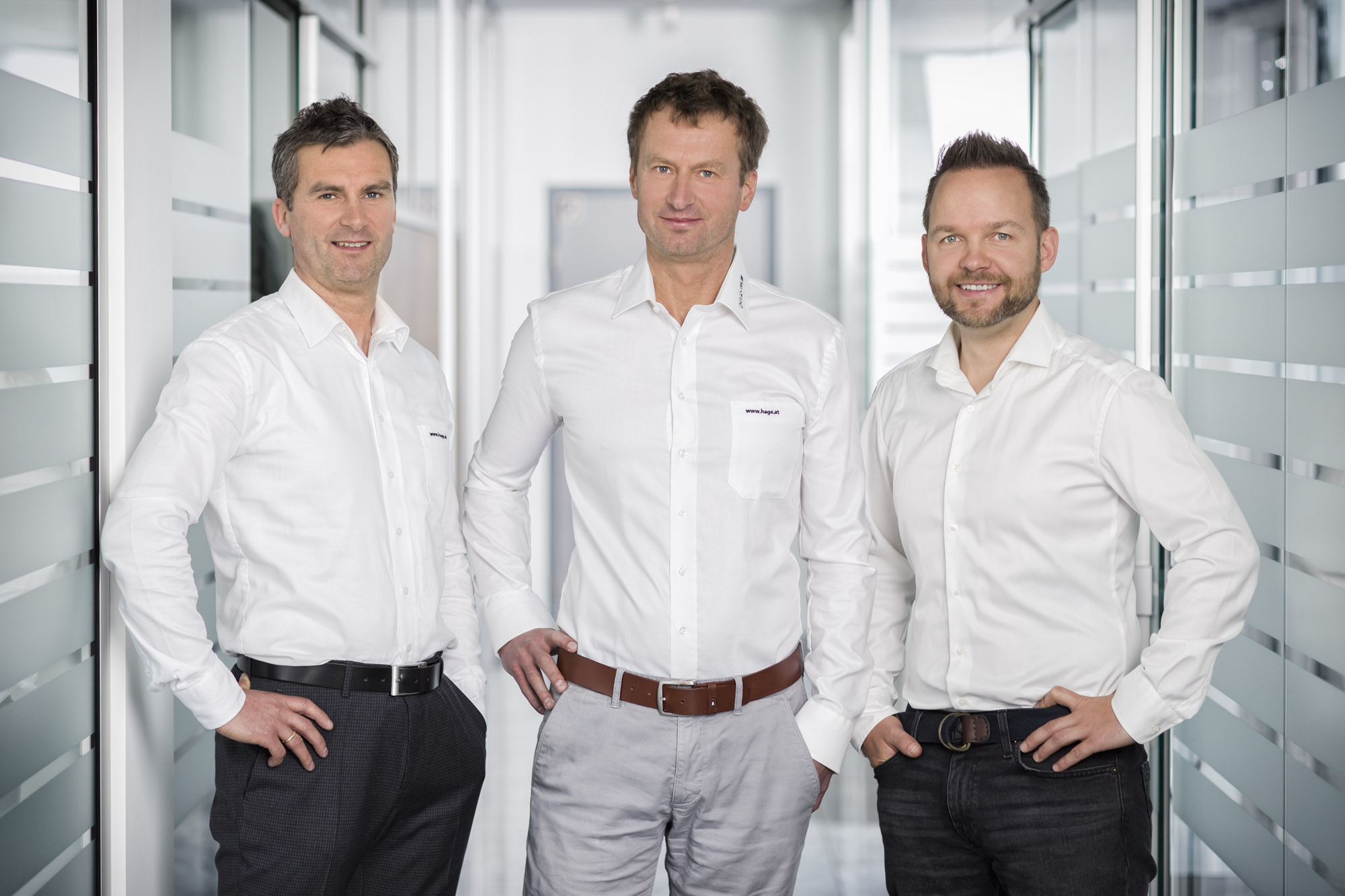 Geschäftsführung HAGE Sondermaschinenbau Stefan Hampel, Florian Hampel und Peter Freigassner